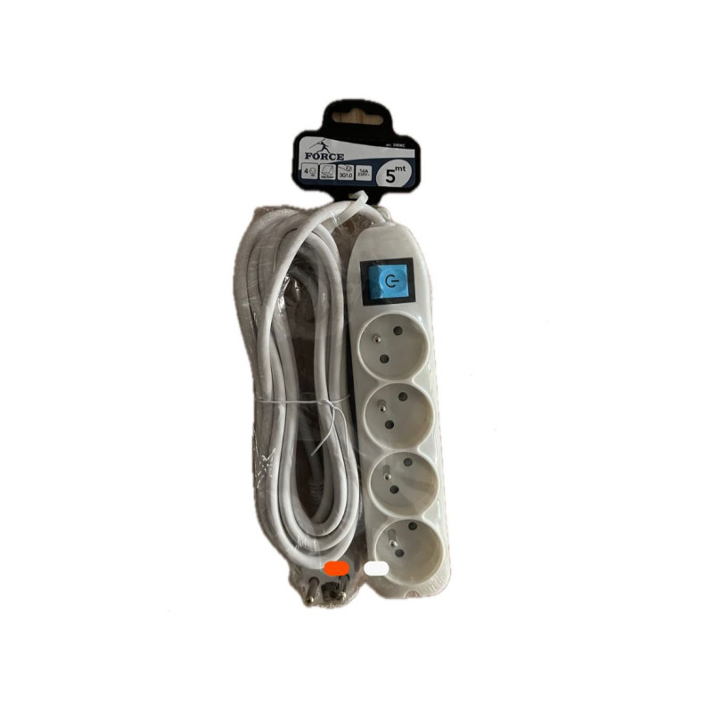 Multiprise FORCE – 3 prises avec interrupteur – câble 5 mètres