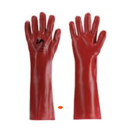 Gants de protection en PVC rouge 35 cm – Résistants aux produits chimiques et aux huiles