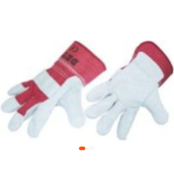 Gant Docker Gris/Rouge 26 cm – Protection robuste en cuir et toile renforcée