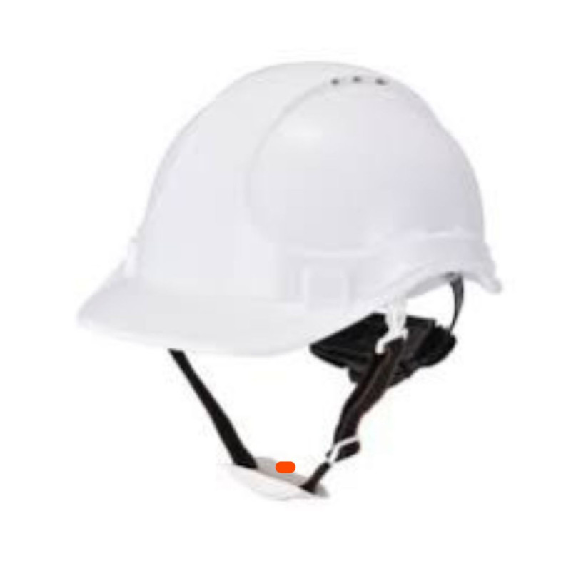 Casque de protection blanc premium avec aération et bande fluorescente – SAFETOE